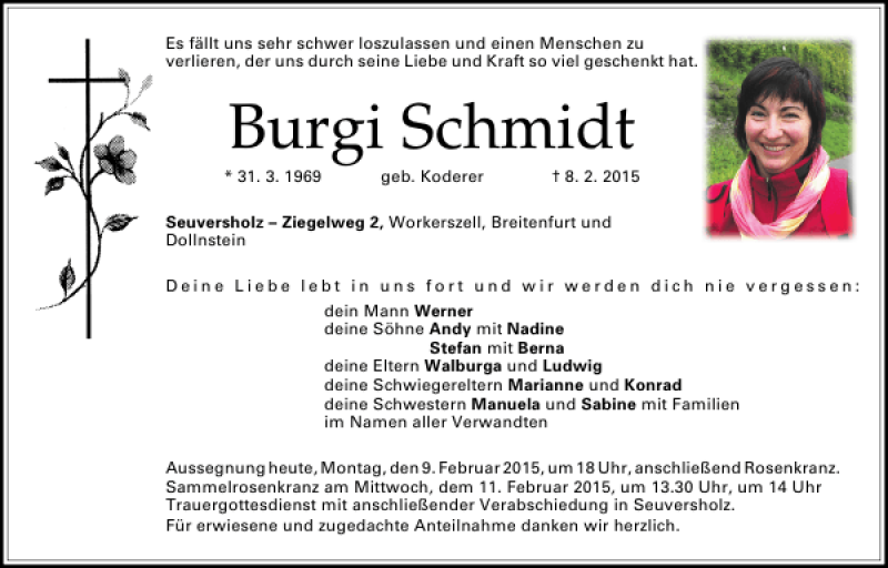 Burgi Schmidt - DONAUKURIER Trauerportal